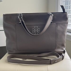 Tory Burch Britten Pebbled Leather Shoulder Tote
